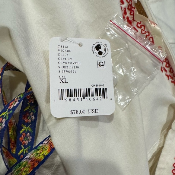 NWT Women's Free People White Boho Mada Top Corset style w/ exaggerated sleeves - Picture 11 of 11